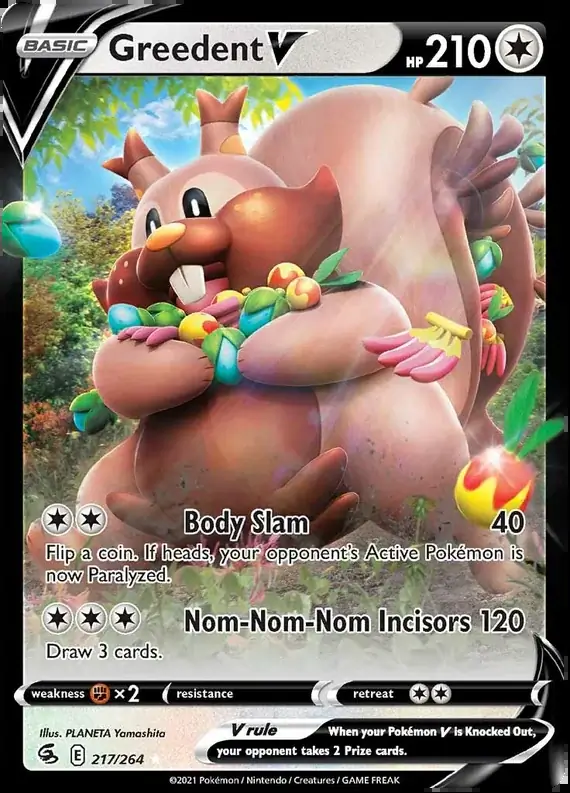 Greedent V Pokemon card from Fusion Strike
