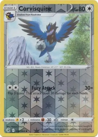Corvisquire Reverse Holo Pokemon card from Fusion Strike