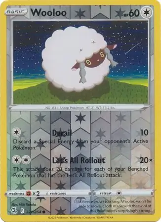Wooloo Reverse Holo Pokemon card from Fusion Strike
