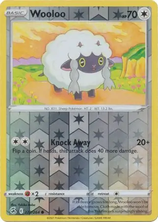 Wooloo Reverse Holo Pokemon card from Fusion Strike