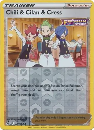 Chili & Cilan & Cress Reverse Holo Pokemon card from Fusion Strike