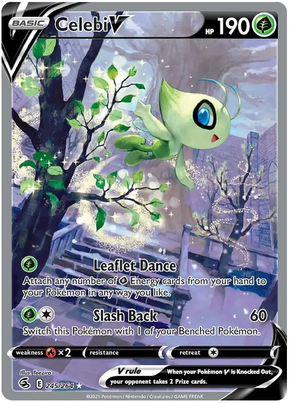 Celebi V Full Art Pokemon card from Fusion Strike