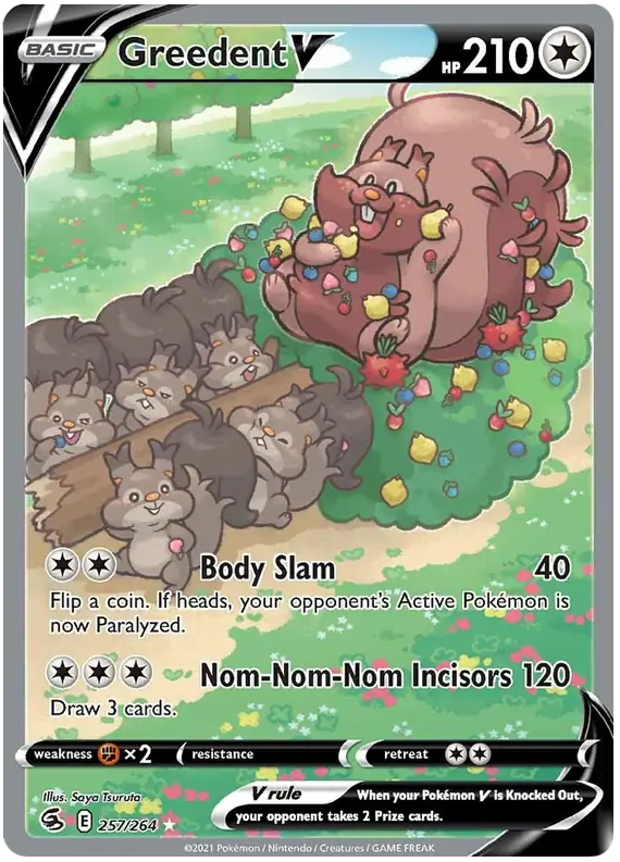 Greedent V Pokemon card from Fusion Strike