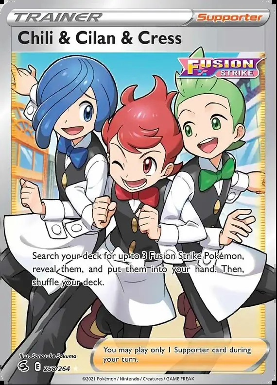 Chili & Cilan & Cress Full Art Pokemon card from Fusion Strike