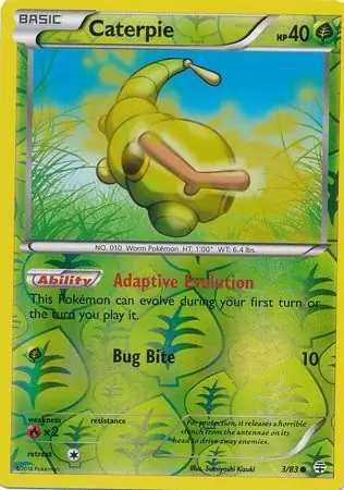 Caterpie Reverse Holo Pokemon card from Generations