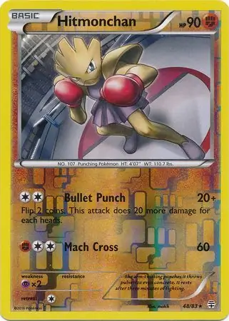Hitmonchan Reverse Holo Pokemon card from Generations
