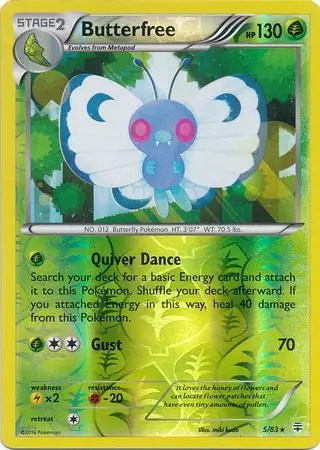 Butterfree Reverse Holo Pokemon card from Generations