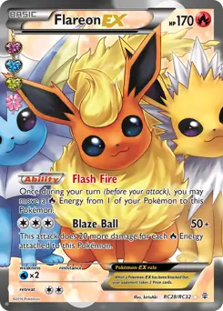 Full Art Flareon EX Pokemon card from Generations Radiant Collection