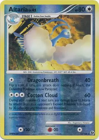 Altaria Reverse Holo Pokemon card from Great Encounters