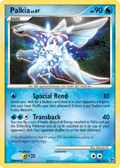 Palkia Pokemon card from Great Encounters
