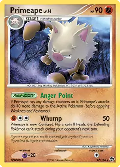 Primeape Pokemon card from Great Encounters