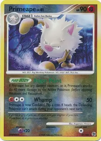 Primeape Reverse Holo Pokemon card from Great Encounters