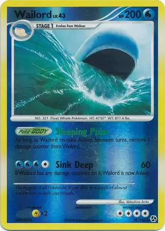 Wailord Reverse Holo Pokemon card from Great Encounters