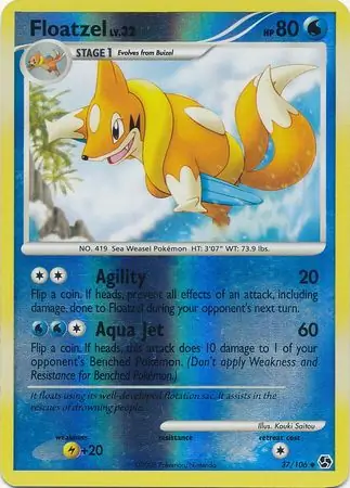 Floatzel Reverse Holo Pokemon card from Great Encounters