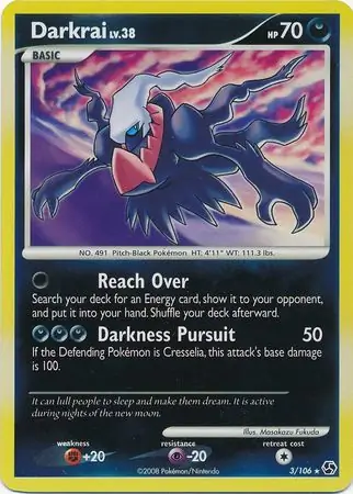 Darkrai Reverse Holo Pokemon card from Great Encounters