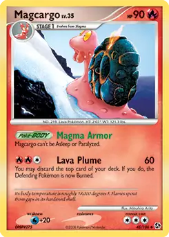 Magcargo Pokemon card from Great Encounters