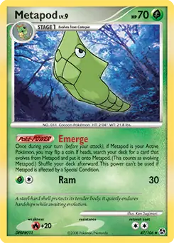 Metapod Pokemon card from Great Encounters