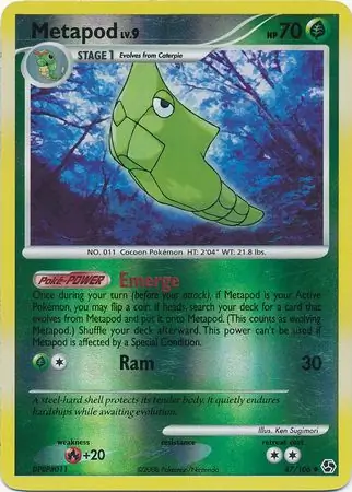 Metapod Reverse Holo Pokemon card from Great Encounters