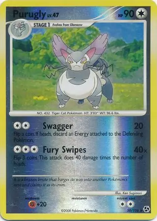 Purugly Reverse Holo Pokemon card from Great Encounters