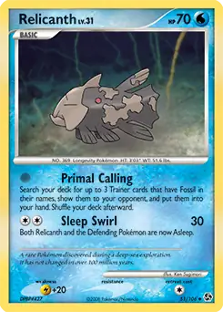 Relicanth Pokemon card from Great Encounters
