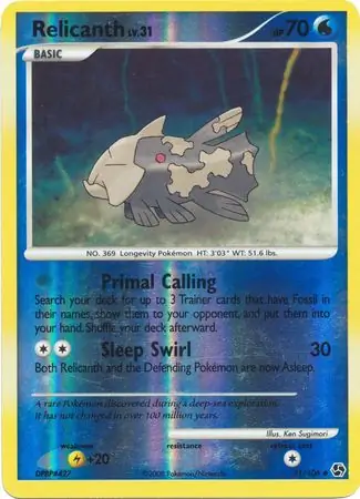 Relicanth Reverse Holo Pokemon card from Great Encounters