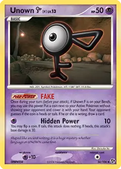 Unown F Pokemon card from Great Encounters