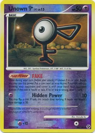 Unown F Reverse Holo Pokemon card from Great Encounters