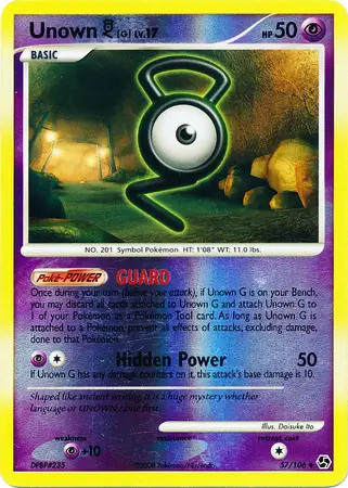 Unown G Reverse Holo Pokemon card from Great Encounters