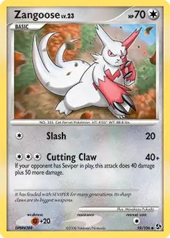 Zangoose Pokemon card from Great Encounters