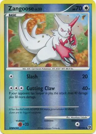 Zangoose Reverse Holo Pokemon card from Great Encounters