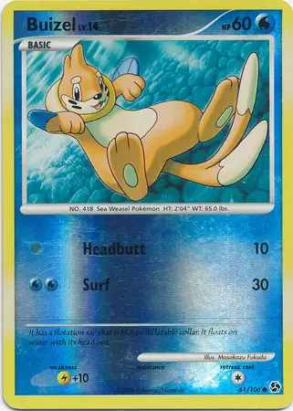 Buizel Reverse Holo Pokemon card from Great Encounters