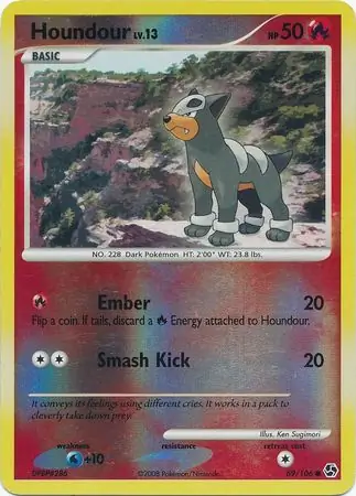 Houndour Reverse Holo Pokemon card from Great Encounters