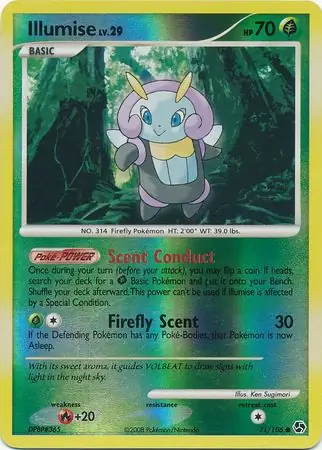 Illumise Reverse Holo Pokemon card from Great Encounters
