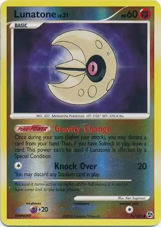 Lunatone Reverse Holo Pokemon card from Great Encounters
