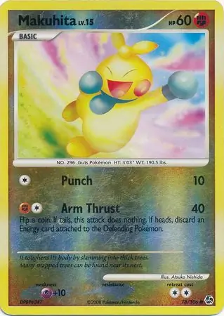 Makuhita Reverse Holo Pokemon card from Great Encounters