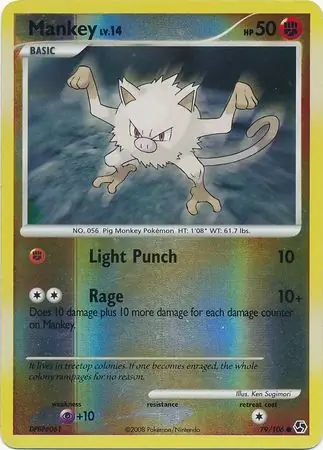 Mankey Reverse Holo Pokemon card from Great Encounters