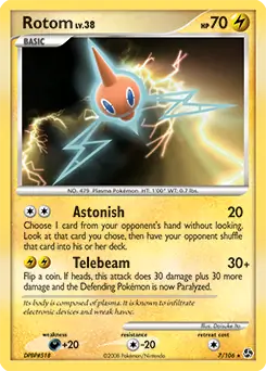 Rotom Holo Pokemon card from Great Encounters