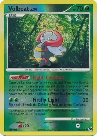 Volbeat Reverse Holo Pokemon card from Great Encounters