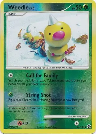 Weedle Reverse Holo Pokemon card from Great Encounters
