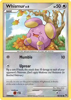 Whismur Pokemon card from Great Encounters