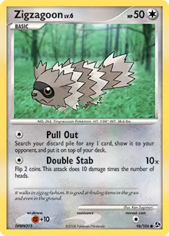 Zigzagoon Pokemon card from Great Encounters
