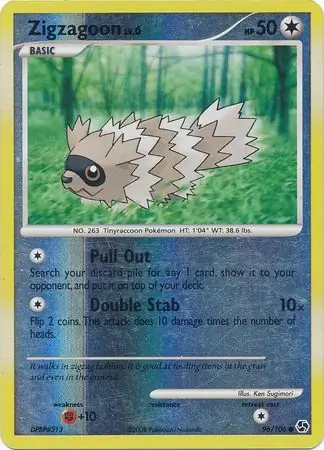 Zigzagoon Reverse Holo Pokemon card from Great Encounters