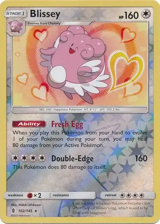 Blissey Reverse Holo Pokemon card from Guardians Rising