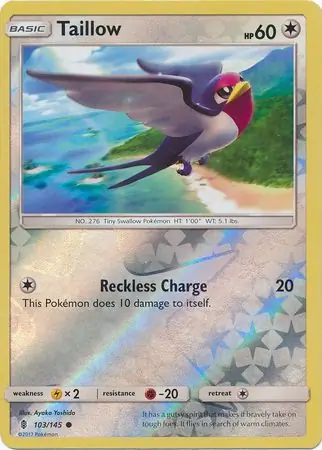 Taillow Reverse Holo Pokemon card from Guardians Rising
