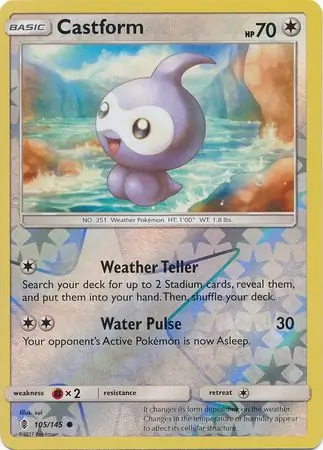 Castform Reverse Holo Pokemon card from Guardians Rising