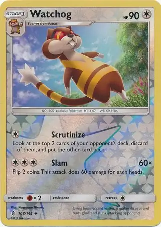 Watchog Reverse Holo Pokemon card from Guardians Rising