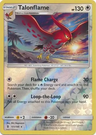Talonflame Reverse Holo Pokemon card from Guardians Rising