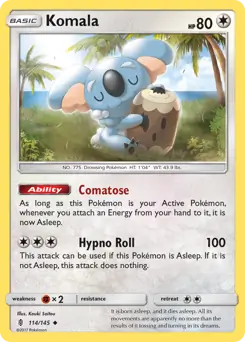 Komala Pokemon card from Guardians Rising