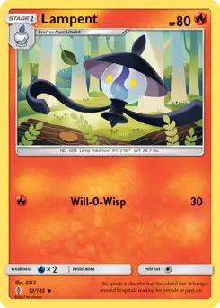 Lampent Pokemon card from Guardians Rising