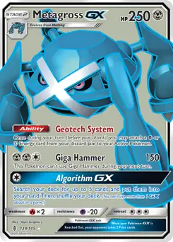 Full Art Metagross GX Pokemon card from Guardians Rising